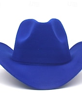 cheap Fedora Hat-Men&#039;s Kentucky Derby Hat Sun Hat Cowboy Hat Fedora Trilby Hat Black Red Woolen Vintage Style Fashion 18th Century State of Texas Daily Theme Party Solid / Plain Color Sunscreen Cosplay