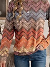 voordelige Gestreepte en Geometrische Tops-dames sweatshirt kleur blok gestreept straat dagelijks gebruik print casual ronde hals lange mouw micro-elastisch herfst winter comfrt ademend zacht materiaal