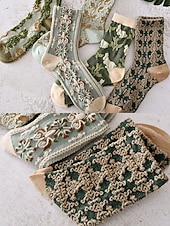 ieftine Șosete de damă-șosete vintage de damă cu broderie florală – design retro elegant, ideal pentru purtarea de zi cu zi