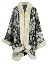 preiswerte Wintermäntel-Damen Fleecejacke Teddy-Mantel Umhang / Umhänge warm halten Atmungsaktiv Patchwork Kunstpelzbesatz Innenfutter aus Fleece Brautkleider schlicht Farbblock Urlaub Strasse Freizeitskleidung Ausgehen