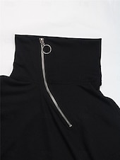billiga svart mini klänning-Dam Sweatshirt klänning Mini klänning Lappverk Dragkedja Ledigt Tröjkrage Långärmad Svart Färg