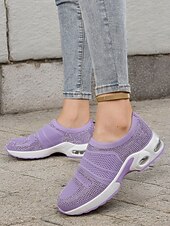 preiswerte Damen-Sneaker-leichte lila Slip-On-Sneaker für Damen mit Strass-Details – bequeme Luftpolstersohle zum Gehen und für die Freizeit