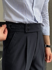 levne Štíhlý-Pánské Oblekové Kalhoty Oblek Kalhoty Kalhoty Gurkha Hight Rise Bez vzoru Pohodlné Prodyšné Svatební Venkovní Denní Elegantní Vinobraní Černá Bílá
