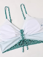 olcso Bikiniszettek-Női Fürdőruha Bikini 2 darab Fiú láb Fürdőruha Nyitott hátú Vékony Szabadság Strandruházat Virágos V-alakú Ujjatlan Fürdőruhák