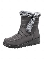 baratos Botas de neve e inverno-botas de neve femininas de inverno azul marinho com forro de pele sintética – botas quentes à prova d&#039;água e antiderrapantes
