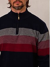 cheap Men&#039;s Golf Clothing-Men&#039;s Sweater Black Navy Blue Green Long Sleeve Thermal Warm Top Color Block Fall Winter Golf Attire Clothes Outfits Wear Apparel