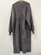 voordelige Vesten en bovenkleding-dames vest open fuzzy front gebreid gebreid herfst winter werk elegant mode dagelijks lange mouw effen kleur wit kaki
