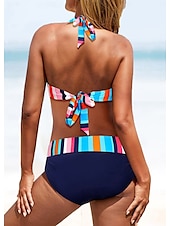 abordables Bikini-Femme Maillots de Bain Bikinis Maillot de bain Vacances Drapeau Rayé Sans Bretelles Maillots de bain