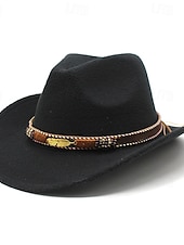 preiswerte Fedora-Hut-Herren Kentucky Derby Hut Sonnenhut Cowboyhut Fedora-Trilby-Hut Schwarz Rote Wollig Vintage-Stil Mode 18. Jahrhundert Bundesstaat Texas Täglich Themenparty Einfarbig Sonnenschutz Cosplay