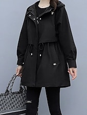 billige Trench Coats-Dame Frakk utendørs Gate Dagligdagstøy Høst Vinter Normal Frakk Normal Hold Varm Pustende Stilfull Fritid Jakker Langermet عادي Striper og rutete Med lommer Svart Militærgrønn Blå