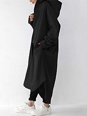 abordables Manteaux d&#039;Hiver-Veste à capuche Femme Extérieur Plein Air Usage quotidien mode Décontractées Avec poches Maxi Manteau Noir Rouge Abricot Automne Hiver Boutonnage Simple Sweat à capuche Standard S M L XL 2XL