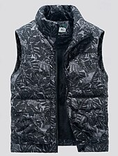 levne Gilety-Pánské Rybářská vesta Denní Na běžné nošení Jaro &amp; podzim Kapsy Polyester Pohodlné Pevná barva Zip Stojáček Černá Khaki Tmavomodrá Tmavě šedá Vesta
