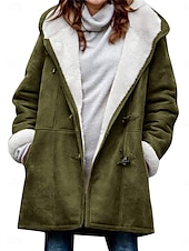 preiswerte Puffers &amp; Parka-Damen Fleecejacke Teddy-Mantel warm halten Atmungsaktiv Tasche Innenfutter aus Fleece Brautkleider schlicht Glatt Urlaub Strasse Freizeitskleidung Ausgehen Einreihiger Verschluss Standard