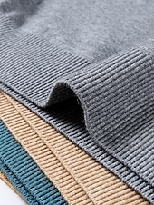 billiga tröja för män-Herr Pullover tröja Stickad tröja Ribbad Sticka Stickat Slät Mock Neck Grundläggande Håller värmen Dagliga kläder Semester Kläder Höst vinter Svart Vit S M L