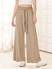economico Pantaloni-Per donna A zampa Chino Di tendenza Lunghezza intera Vita alta Liscio Tasche Cinturino elastico comodo Morbido Comodo Media elasticità Esterno Strada Cachi Verde militare Grigio Autunno Morbido