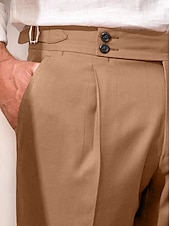 voordelige Dun-Voor heren Pakken Broek broek Geplooide broek Kostuumbroek Zak Hoogte stijging Effen Comfort Ademend Bruiloft Buiten Dagelijks Elegant Vintage Zwart Wit