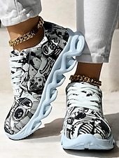 voordelige Damessneakers-kleurrijke grafische print sneakers voor dames – trendy lichtgewicht veterschoenen met zachte zool