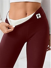 abordables Leggings et collants de yoga-Femmes Pantalon de yoga Leggings doublés en polaire Leggings de yoga Taille haute Pilates Entraînement en salle Entraînement Collants À Motif Animal Noir Rouge Bordeaux Bleu Marine Polaire Automne