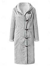billiga Casual Parka-Dam Vinterkappa Teddyrock Utomhus Gata Dagliga kläder Höst Vinter Lång Täcka Normal Håller värmen Andningsfunktion Stylish Ledigt Jacka Långärmad Slät Med fickor Vin Kaki Grå