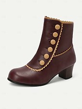 cheap 1930s-Victorian Vintage Green Leather Ankle Boots for Women – Retro Button Design with Scalloped Trim, Perfect for Fall Fashion