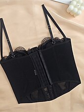 cheap Corsets-Women&#039;s Loungewear Pure Color Corsets Carnival Party Valentine&#039;s Day Breathable Straps Sleeveless Lace Backless Summer Spring Home Outfits