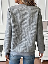 お買い得  テクスチャードフーディ-レディース スウェットシャツ カジュアル 無地 ストリート デイリーウェア クルーネック ジッパー 長袖 ブラック ホワイト レッド グレー 秋 冬