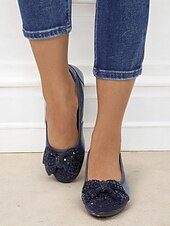 cheap Women&#039;s Flats-Women&#039;s Leather Wedge Flats with Decorative Bow and Embellished Toe – Comfortable Casual Slip-On Shoes for Everyday Wear