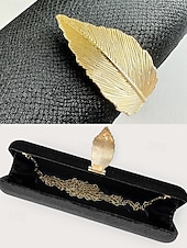 voordelige Clutches &amp; Avondtasjes-dames fluwelen clutch met gouden veeraccent en kettingband - elegante avondtas voor formele evenementen en feesten