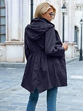 abordables Manteaux &amp; trenchs-Veste décontractée Femme Plein Air Usage quotidien mode Décontractées Full Zip Normal Manteau Noir Gris clair Vert Automne Hiver fermeture Éclair Col rabattu Ample S M L XL XXL