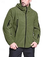 levne Pánské bundy a kabáty-Pánské Fleecová bunda Vojenská bunda Taktická bunda Denní Dovolená Zahřívací Kapsy Fleece Podzim zima Bez vzoru Módní Šik ven Kapuce Standardní Černá Khaki Armádní zelená Šedá Saka
