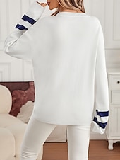 preiswerte Grafische Muster und Details-Damen Pullover Elegant Modisch Strassenmode Graphic V Ausschnitt Strick Langarm Lange Oberteile Stricken Täglich Wochenende Weiß Herbst Winter