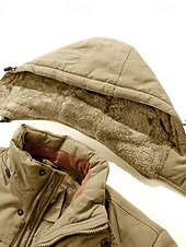 cheap Men&#039;s Jackets &amp; Coats-Men&#039;s Outdoor Jacket Fleece Jacket Sports &amp; Outdoor Thermal Warm Fleece Lining Detachable Hood Winter Autumn / Fall Active Sports Regular Black Navy Blue Khaki Army Green Jacket