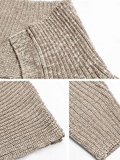 cheap Solid Colors-Women&#039;s Sweater Pullover Sweater Jumper Casual Soft Solid Color Ribbed Hooded Knitted Long Sleeve Regular Tops Knit Outdoor Daily Weekend Khaki Fall Winter
