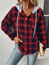 abordables veste à capuche-Veste décontractée Femme Extérieur Plein Air Usage quotidien mode Décontractées Avec poches Imprimer Normal Manteau Rose Claire Rouge Marron Automne Hiver Boutonnage Simple Sweat à capuche Standard S