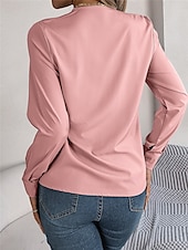 preiswerte Elegante Oberteile-Damen Hemd Bluse Feste Farbe Basic Brautkleider schlicht Langarm V Ausschnitt Normale Oberteile Täglich Weiß Rosa Wein Herbst Winter