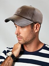billige Herrehatter-baseballcaps i imitert skinn for menn - stilig justerbar utendørslue for et uformelt og sporty utseende