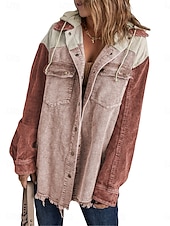 abordables Vestes chemise-Veste décontractée Femme Extérieur Plein Air Usage quotidien mode Décontractées Avec poches Normal Manteau Rose Claire Bleu Vert Automne Hiver Boutonnage Simple Col rabattu Standard S M L XL 2XL