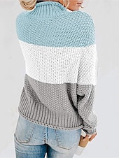 abordables Motifs graphiques et détails-Femme Pull Chandail Pull Décontractées Flexible Rayé A côtes Mao Patchwork Tricoté manche longue Hauts réguliers Tricoter Extérieur du quotidien Fin de semaine Noir Rouge Automne Hiver
