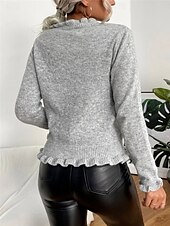 cheap Solid Colors-Women&#039;s Sweater Cardigan Casual Soft Pure Color Ribbed V Neck Buttons Knitted Long Sleeve Regular Tops Knit Outdoor Daily Weekend Pink Brown Fall Winter