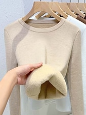 voordelige Effen kleuren-Dames Trui Modieus Dagelijks Basic Effen Kleur Strakke ronde hals Gebreid Lange mouw Normale tops breien Werk Zwart Kameel Herfst Winter