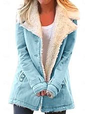 billige Uformell Parka-Dame Fleece-jakke Teddyfrakk Hold Varm Pustende Glidelås Lomme Fleece Lined Fritid عادي Feriereise Gate Dagligdagstøy Ut på byen Enkeltkneppet Normal Aftæpning Normal Langermet Yttertøy Svart Rosa Blå