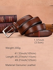 baratos Cintos Masculinos-cinto de couro marrom masculino – design de fivela clássico com padrão em relevo, perfeito para uso casual e formal