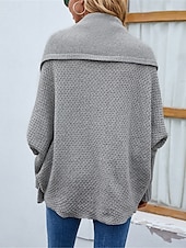 abordables Cardigans et vêtements d&#039;extérieur-Femme Pull Chandail Gilet Cardigan Décontractées Flexible Couleur monochrome A côtes Ouvrir le devant Tricoté Manche Chauve-souris manche longue Hauts réguliers Tricoter Extérieur du quotidien Fin de