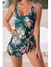 billiga Badessor-Dam Badkläder Tankini Baddräkt Elegant Tropisk Blommig Ärmlös Baddräkter
