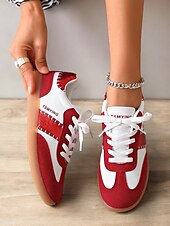 billiga Damsneakers-kvinnors retro svarta och vita sneakers med snörning - avslappnad lågtoppsdesign med mocka och tygdetaljer, bekväm sula för dagligt bruk och sportaktiviteter