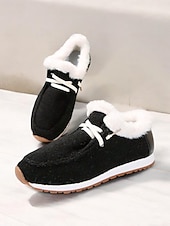 cheap Women&#039;s Slip-Ons &amp; Loafers-Women&#039;s Faux Fur Lined Winter Slip-On Shoes – Cozy and Flexible Warm Casual Shoes for Indoor and Outdoor Wear