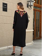 cheap Boho Dress-Valentine&#039;s Day Women&#039;s Normal Midi Dress Casual Dress Long Sleeve Boho Dress A Line Dress Boho Dress Elegant Basic Casual Bishop Sleeve Formal Vacation Valentine&#039;s Day Regular Fit Floral Still Life