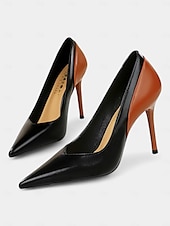 olcso Stiletto sarkú cipők-női kéttónusú tűsarkú – elegáns hegyes orrú pumpák irodai és hivatalos rendezvényekre