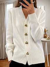 economico Cardigan e capispalla-maglione rosa da donna San Valentino cardigan maglione giacca scollo a V maglia bottone lavorato a maglia primavera autunno quotidiano festa uscita carino quotidiano morbido manica lunga colore puro
