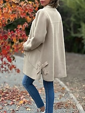abordables Manteaux Trench-Manteau Femme Extérieur Plein Air Usage quotidien mode Décontractées Avec poches Normal Manteau Noir Abricot Café Automne Hiver Boutonnage Simple Col rabattu Standard S M L XL 2XL